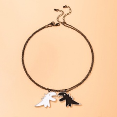 fashion contrast color dripping oil dinosaur irregular animal double-layer necklace