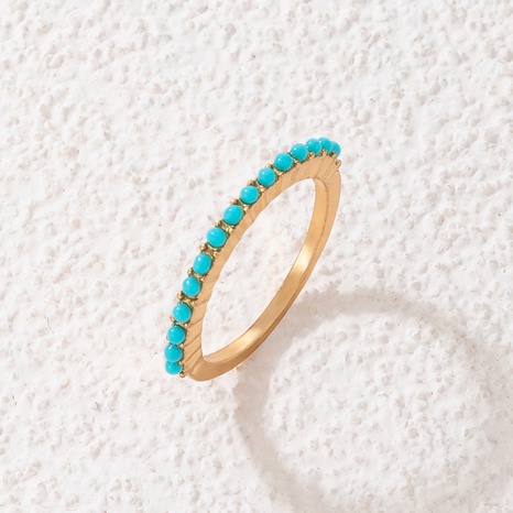 fashion blue imitation gemstone inlaid ring geometric simple single ring NHGY674398's discount tags