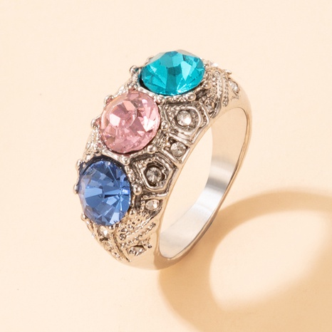 fashion color diamond single ring imitation gemstone inlaid ring NHGY674401's discount tags