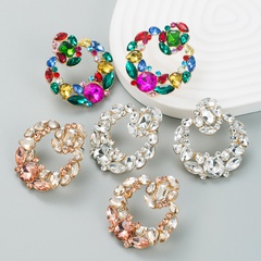fashion alloy diamond-encrusted geometric water drop earrings female