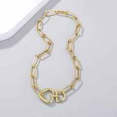 Fashion temperament jewelry hip-hop sub-exaggerated rough method lattice chain love ring buckle accessories necklace