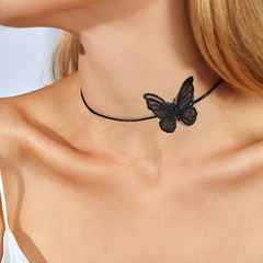 new fashion tulle feather butterfly leather rope short collar