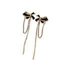 Celebrity style tassel long pearl black bow earrings niche design fashion highend earrings feminine temperamentpicture11