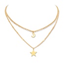 Simple new fashion jewelry star moon element pendant claw chain multilayer layered necklace 2picture8