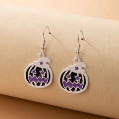 Halloween purple oil dripping pumpkin pendant earrings