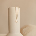 Fashion Pearl Paper Clip Necklace Simple Copper Plated 14K Gold Necklacepicture11