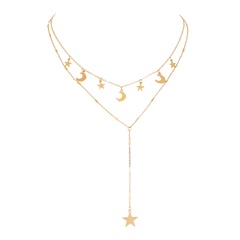 Minority Design Simple Jewelry Star Moon Element Cross Chain Necklace 2