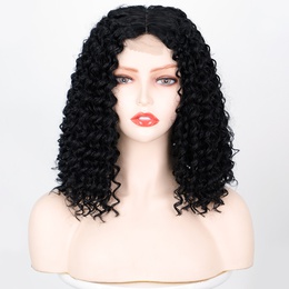 schwarze Damenpercke mittellanges lockiges Haar Kopfbedeckung Perckenpicture14