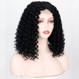 schwarze Damenpercke mittellanges lockiges Haar Kopfbedeckung Perckenpicture17