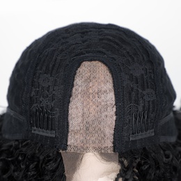 schwarze Damenpercke mittellanges lockiges Haar Kopfbedeckung Perckenpicture20