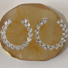 fashion big circle rhinestone alloy earrings