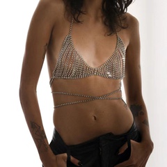 fashion hollow sexy fishnet diamond bra body chain wholesale