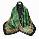 90cm Retro Green Leopard Print Floral Large Square Scarf Silk Scarfpicture7