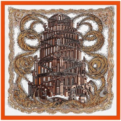 90cm new tower building printing ladies decoration large square scarf silk scarf