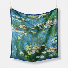 53cm Monet Oil Painting Series Water Lilies in the Pond Silk Scarf