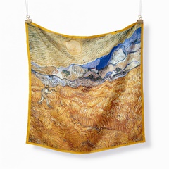 53cm Van Gogh new harvesting wheat field ladies twill decoration silk scarf