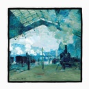 53cm Monet oil painting series railway station printing ladies twill small scarfpicture10