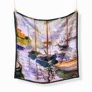 53cm Monet oil painting series sailing boats by the Seine small square scarfpicture7