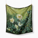 53cm Van Gogh Oil Painting Series Green Wild Rose Ladies Twill Small Square Scarfpicture6