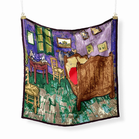 53cm Van Gogh Oil Painting Series Bedroom Ladies Twill Decorative Small Square Scarf  NHMTO674634's discount tags