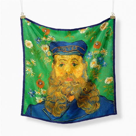 Van Gogh oil painting Mr. Postman Mrs. Twill Small Square Scarf  NHMTO674637's discount tags
