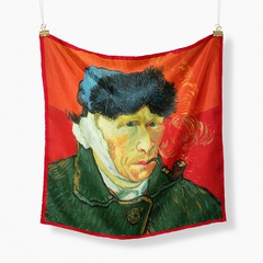 Van Gogh oil painting self-portrait ladies twill decoration small square scarf