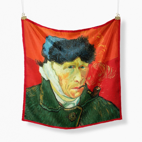 Van Gogh oil painting self-portrait ladies twill decoration small square scarf  NHMTO674640's discount tags