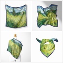 Fashion Van Gogh oil painting country green field ladies twill small square scarfpicture8