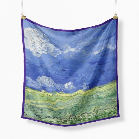 Four Seasons Universal Van Gogh Oil Painting Grassland After Thunderstorm Silk Scarf  NHMTO674660's discount tags