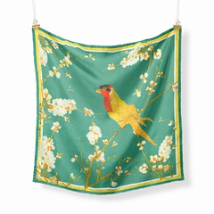 Nouveau foulard en soie sergé pour dames de style campagnard rétro fleur d'abricot cinq couleurs perroquet