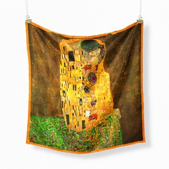 Four seasons new oil painting Klimt kiss female twill decoration small square scarf