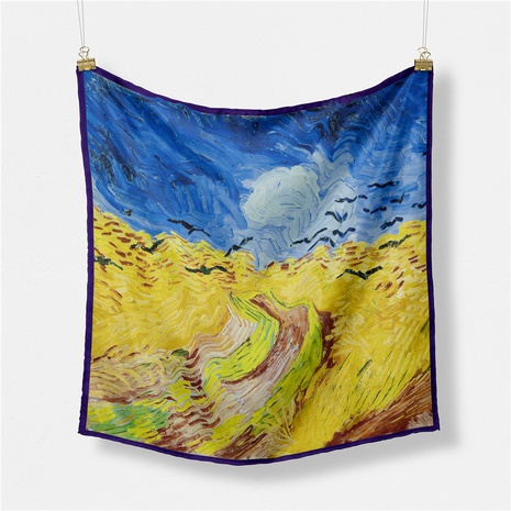 Autumn decoration Van Gogh crow oil painting series ladies small square scarf  NHMTO674666's discount tags