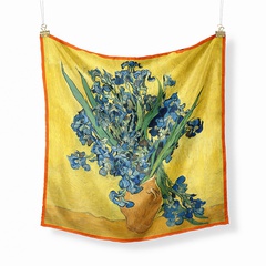 décoration d'automne Van Gogh peinture à l'huile bouteille iris femme petit foulard carré en gros