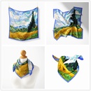 Ladies Twill Decoration Van Gogh Wheat Field Oil Painting Series Small Square Scarfpicture9