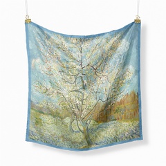 Nouvelle peinture à l'huile de Van Gogh floraison fleur de pêcher femelle sergé petit foulard carré
