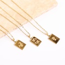 fashion twelve constellations 18k golden plated square pendant stainless steel clavicle chainpicture9
