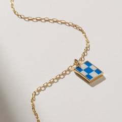 classic lattice blue checkerboard checkered stainless steel sweater chain