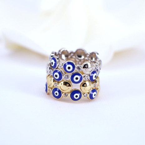 Fashion copper micro-encrusted zircon drop oil eye ring female's discount tags