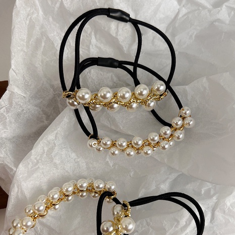Chouchous de cheveux de bande de caoutchouc de chaîne d'or de perle de mode coréenne's discount tags