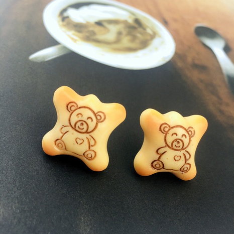 Creative bear biscuit earrings cute bear resin drop earrings's discount tags