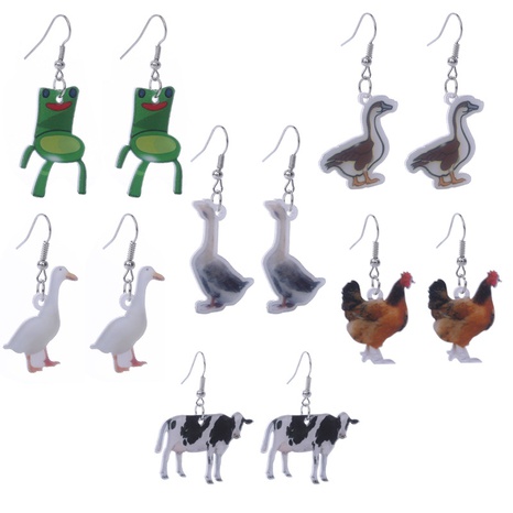 creative earrings simulation animal acrylic printing frog earrings's discount tags