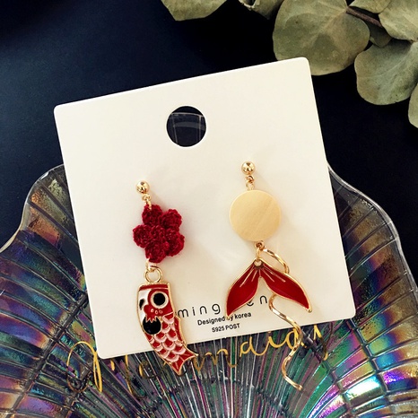 fashion asymmetric koi fish tail earrings alloy drop earrings's discount tags