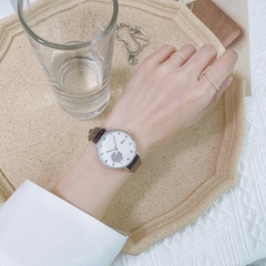 fashion round dial PU strap quartz watch