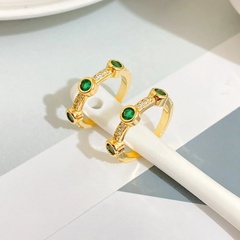 Neuer geometrischer offener Smaragd-Diamantring aus 18 Karat Gold mit Kupferbeschichtung