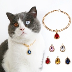 collier réglable de lapin de chien de chat de pendentif de diamant de cristal en métal de mode
