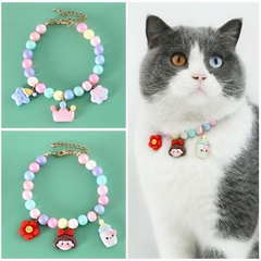 Pet Cat Teddy Dog Cute Pearl Crown Flower Birthday Necklace Accessories