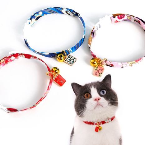 Pet Chinese style bronzing adjustable anti-suffocation collar cat dog blossom collar NHDAY674935's discount tags