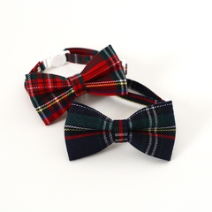 Christmas Plaid Bell Bow Tie Adjustable Cat Dog Safety Buckle Collar Accessories