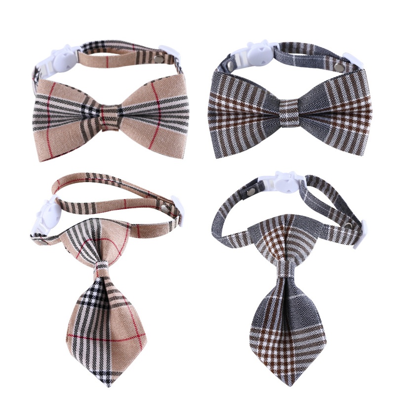 Pet British gentleman plaid striped bow tie collar cat dog antisuffocation accessories