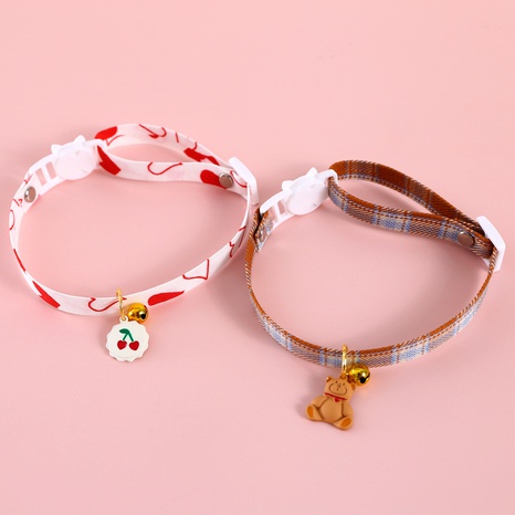 Cute cat biscuit bear cherry adjustable anti-suffocation pet collar wholesale  NHDAY674953's discount tags